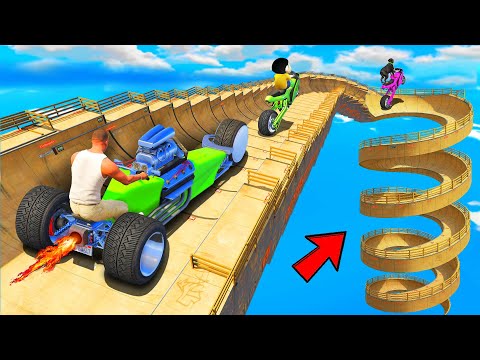 SHINCHAN AND FRANKLIN TRIED THE CRAZY SPIRAL MEGA LOOP RAMP PARKOUR CHALLENGE GTA 5