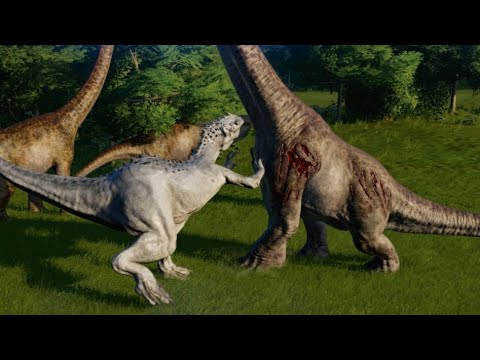 Indominus Rex vs Apatosaurus, Brachiosaurus, Camarasaurus, Diplodocus & Mamenchisaurus (1080p 60FPS)