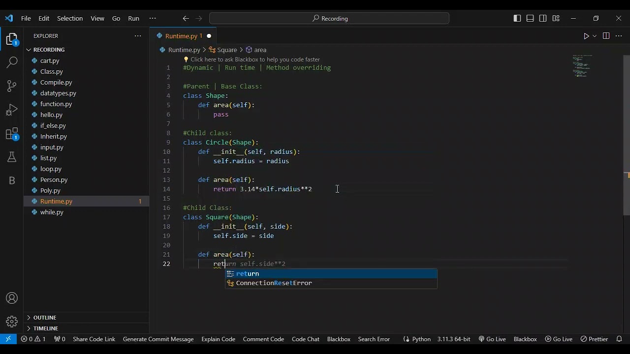 OOP in Python - Polymorphism in Python - Dynamic Polymorphism Part 2