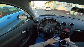 Driving Audi A3 1.2 TFSI 2011 in city POV Onboard Drive