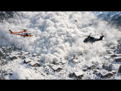 Avalanche chaos in Italy! Alps suddenly collapse, Massive avalanche buries homes and skiers