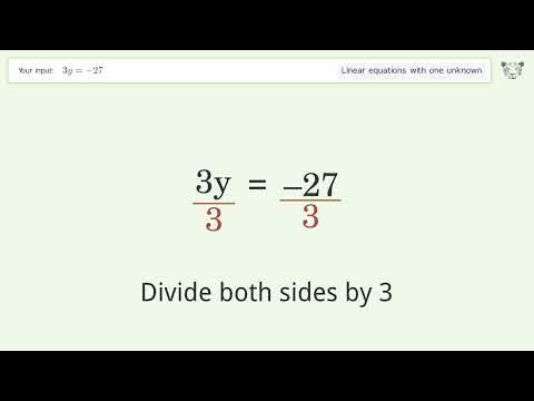 Solve 3y=-27: Linear Equation Video Solution | Tiger Algebra