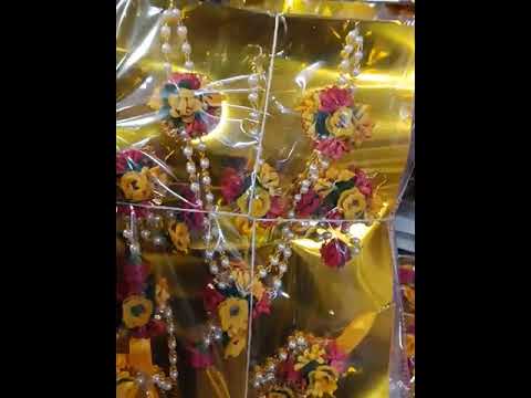 Yellow artificial pollens floral haldi jewellery set