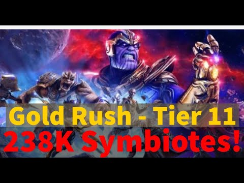 Gold Rush Tier 11 Guide with 238K Symbiotes! How to 3 Star Challenge | MARVEL Strike Force - F2P