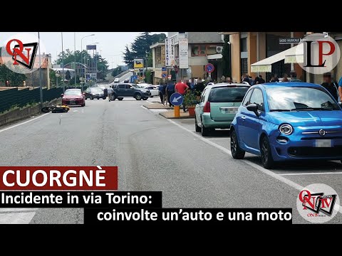 CUORGNÈ – Incidente in via Torino: coinvolte un'auto e una moto