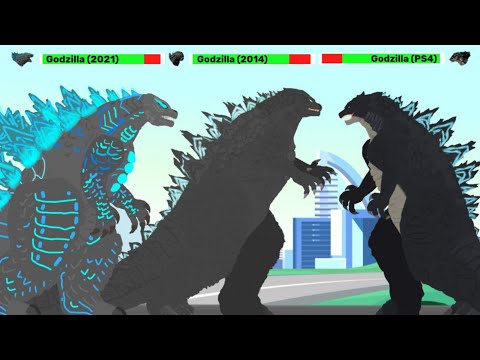 [DC2] Godzilla 2021 vs Godzilla 2014 vs Godzilla PS4 | ANIMATION with healthbars