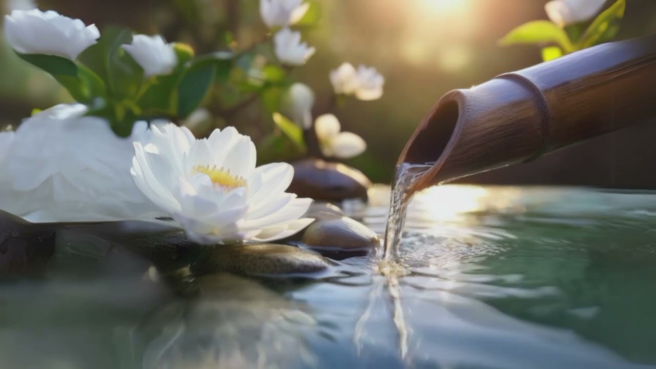 Beautiful Relaxing Piano & Deep Sleeping Music - Water Sound, Meditation Music, Bamboo, Calm Music