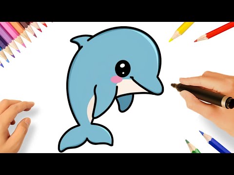 COMMENT DESSINER UN DAUPHIN KAWAII 🐬