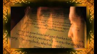 Last Supper Scripture with Passion of the Christ Overlay