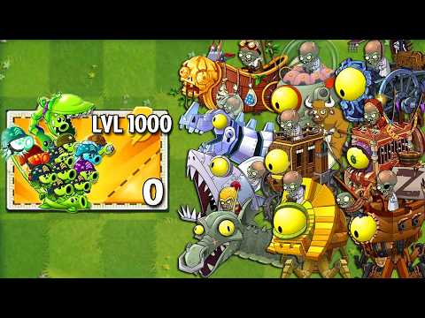 Pvz 2 Zombots Battlez - All Pea & Mega Gatling Plants Level 1 vs All Zomboss