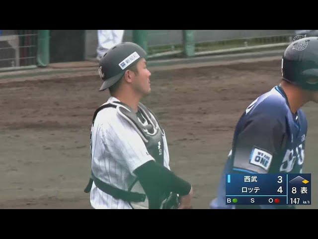 【ファーム】矢のような送球!! マリーンズ・江村直也が盗塁阻止!! 2022年4月21日 千葉ロッテマリーンズ 対 埼玉西武ライオンズ