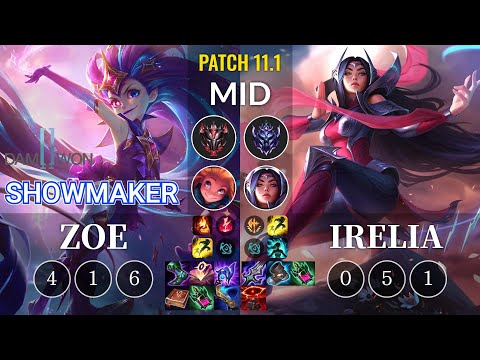 DWG Showmaker Zoe vs Irelia Mid - KR Patch 11.1