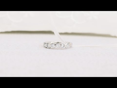 0.75ct Custom Round Six Stone Bezel Set Lab Diamond Half Eternity Band in Platinum | Ada Diamonds