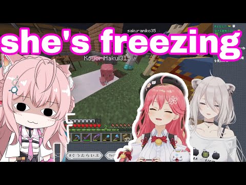 Botan And Miko Can't Stop Laughing At Freezing Koyori | Minecraft |[Hololive/Eng Sub]