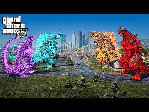 Shin Godzilla, Atomic Godzilla Earth vs Red Shin Godzilla, Nuclear Earth Godzilla ( GTA V Mods )
