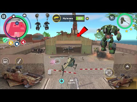 Rope Hero Vice Town (spawn a police helicopter and fight from army man and robots) - Gameplay HD