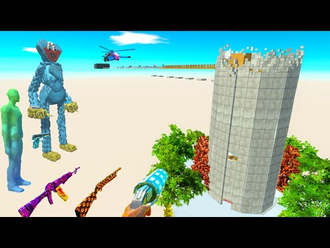 FPS AVATAR & HUGGY WUGGY in TOWER RESCUE MISSION - Animal Revolt Battle Simulator