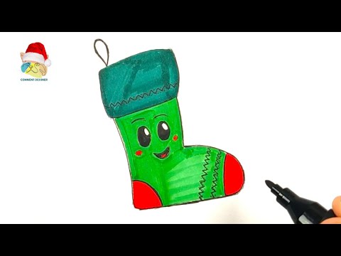 comment dessiner une chaussette de noël dessin de botte de noel facile