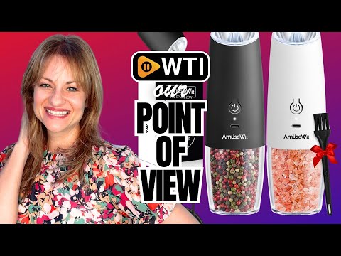 AmuseWit Gravity Electric Salt and Pepper Grinder Set [White Light] USB Rechargeable Automatic Pepper and Salt Mills - WTI product video review