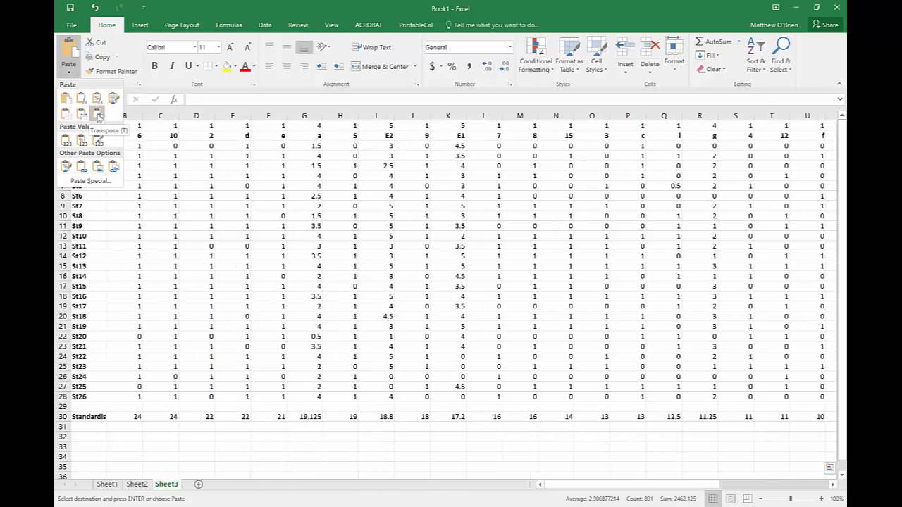 For teachers: How to use Excel to analyse a test given to students.