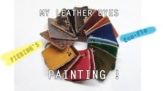 Showing how leather dyes WORKS. Eco-Flo, Fiebings on veg tanned leather. Choose dye for your art.