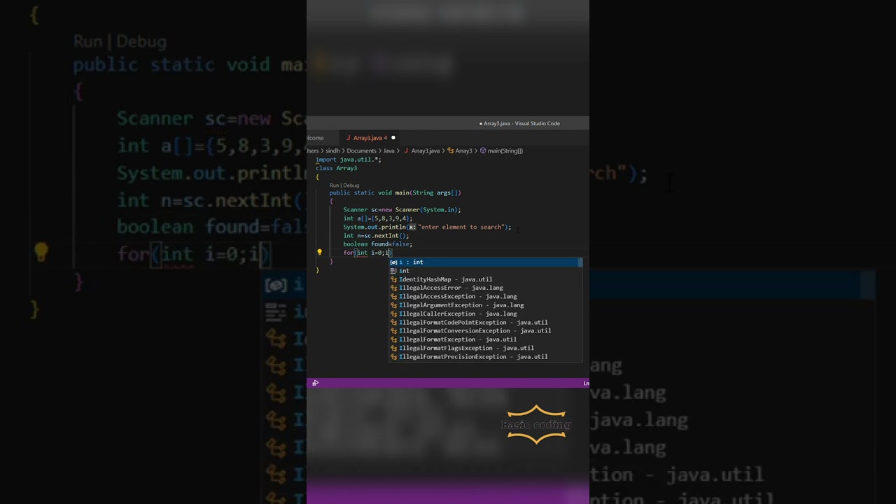 Program to search an element in an array.#java#program#programming#coding#codinglife#javascript