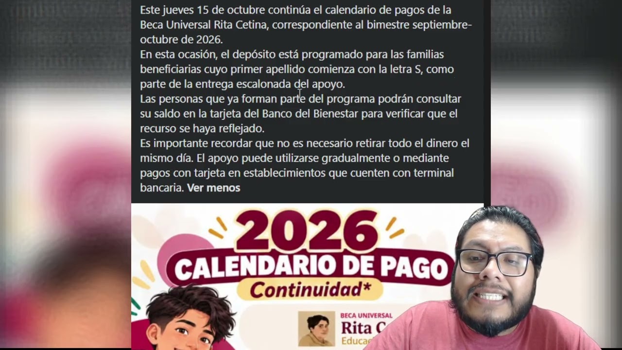 HOY! 15 de octubre estas letras ya recibieron el pago de septiembre - octubre 2026, beca Rita Cetina