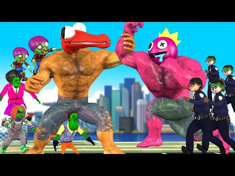 Strong Nick transform Rainbow Friends RedHulk vs ZombieHulk Protect City - Scary Teacher 3D Gaming