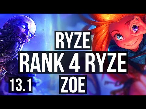 RYZE vs ZOE (MID) | Rank 4 Ryze, 2/1/3, Rank 16 | KR Challenger | 13.1