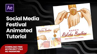 Animated Festival Raksha Bandhan Poster Design for Social Media | After Effects cc Tutorial in Hindi