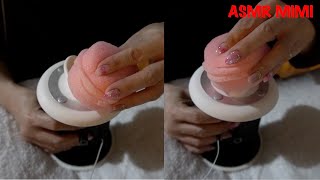 【ASMR】両耳同時に眠気を誘うマッサージ💤マカロンスポンジ＆ふわふわタオル Drowsiness massage.Macaroon sponge&Towel