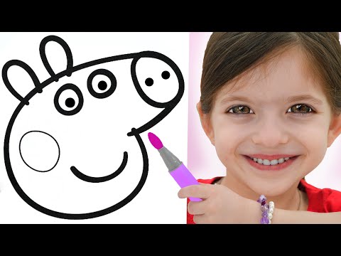 Adel is Coloring Peppa Pig Family | Best Learning Video for Toddlers