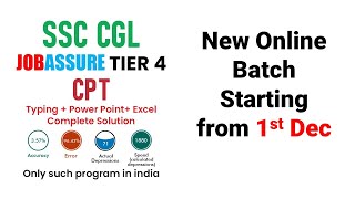 ssc cgl tier 4 cpt / dest I new online batch from 1st dec I typing skills test I typing software