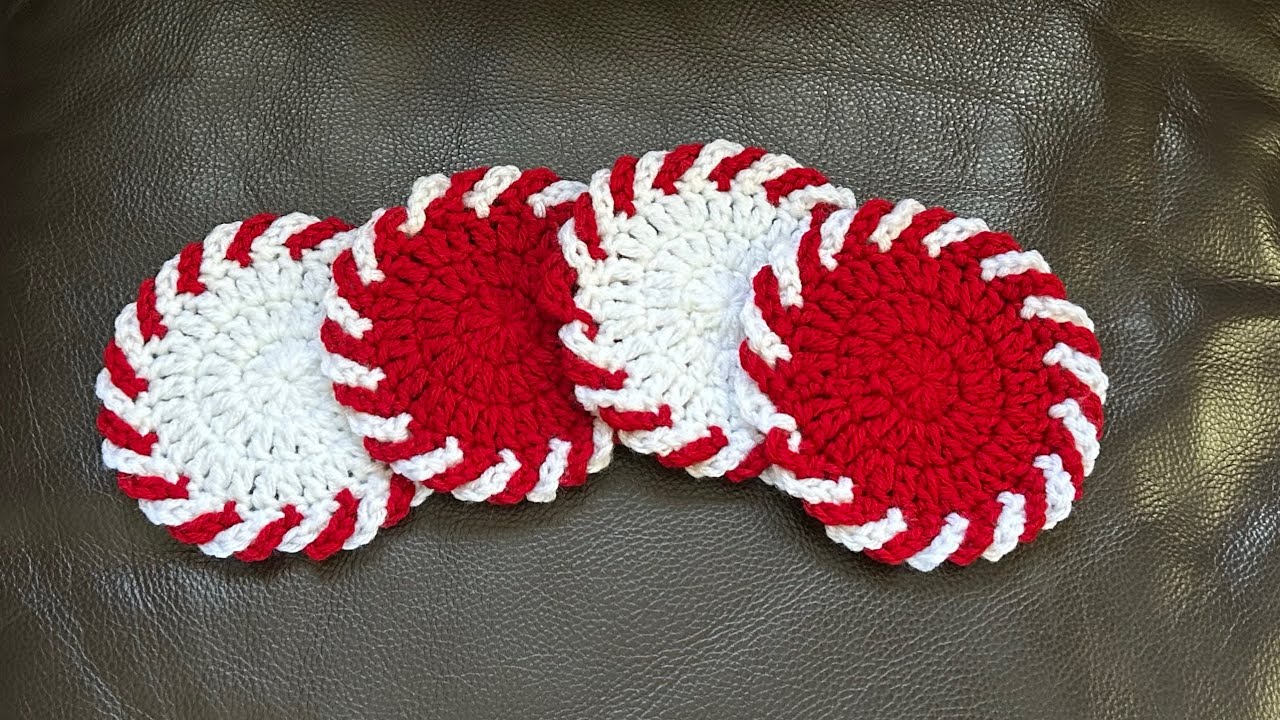 Easy Peppermint Coasters ~ Make Them In Your Favorite Colors / Crochet
