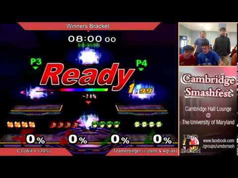UMD Smashfest 12/13/13 - C3 (~20% & Will) vs Teamerdinger (Lutano & Agrias) Winners Bracket