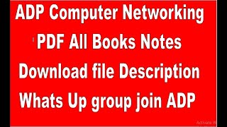 ADP Computer Networking PDF Book and Notes