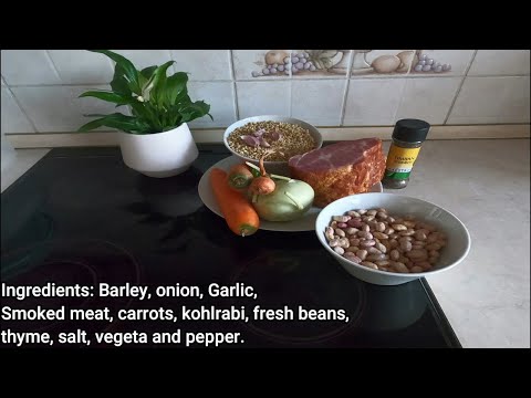 Ričet z prekajenim mesom / Ječmen kaša sa dimljenim mesom / Barley with smoked meat