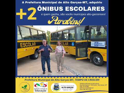 O prefeito municipal prof. Claudinei Singolano, juntamente com a secretária municipal de Educação Vânia Abreu, faz agradecimentos ao governador Mauro Mendes, deputados estaduais, secretário de Estado de Educação Alan Porto e todos envolvidos para essa con