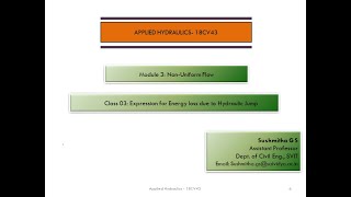 AH: Module 3 - Expression for Energy loss due to Hydraulic Jump