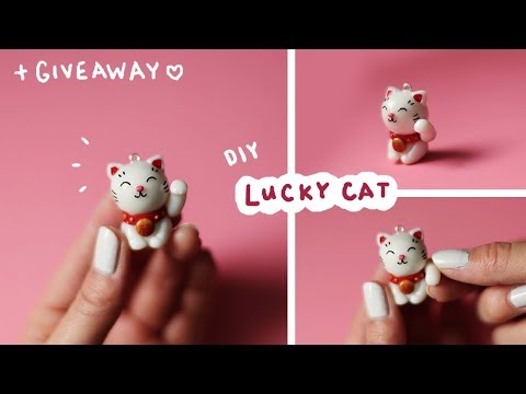 DIY Lucky Cat with Moveable Arm + GIVEAWAY! 🌙 ❣️ Chinese New Year Polymer Clay Tutorial