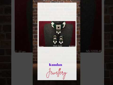 Kundan Jewelry High Gold Polish Fancy Style Party Wear Choker Style Kundan Necklace Set