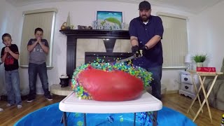 1000 Degree Sword Vs GIANT ORBEEZ BALLOON and Gummy Big Mac Cheeseburger!!