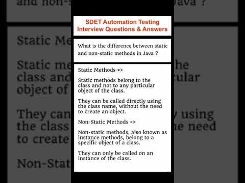 What is the difference between Static and Non-Static Methods in Java? SDET Automation Testing