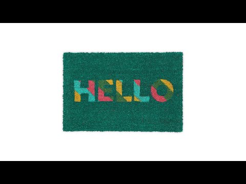 Fußmatte mit "Hello" Aufdruck Blau - Grün - Pink - Naturfaser - Kunststoff - 60 x 2 x 40 cm