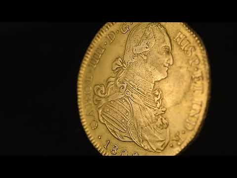 Moeda, Colômbia, Charles IV, 8 Escudos, 1800, Popayan, EF(40-45), Dourado