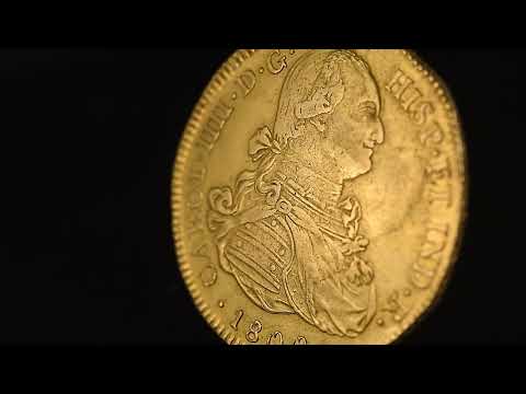 Moneda, Colombia, Charles IV, 8 Escudos, 1800, Popayan, MBC, Oro, KM:62.2