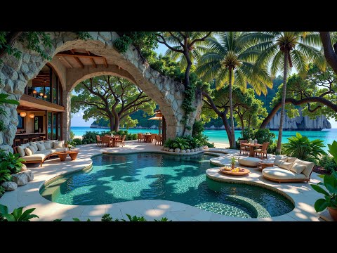 Morning Seaside Cafe Jazz | Morning Gentle Jazz at Seaside Villa Ambience For Relax, Study, Work