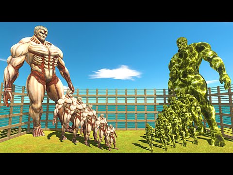 Growing Armored Titan vs Growing Infected Armored Titan - Animal Revolt Battle Simulator