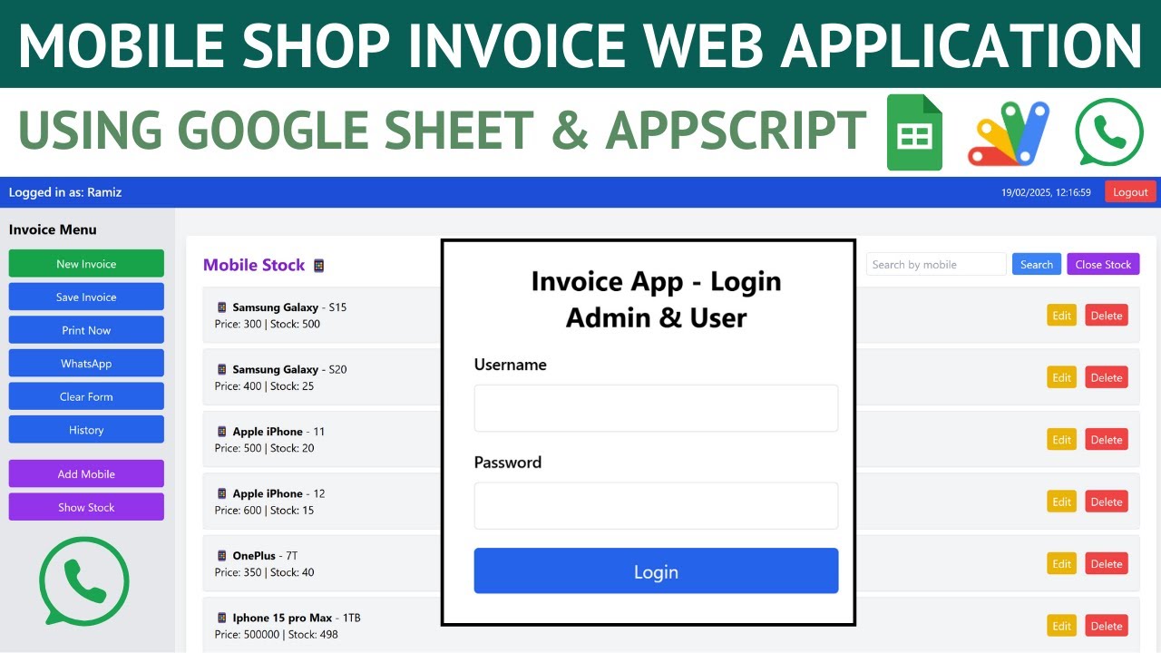 Mobile Invoice Management with Google Sheets & Apps Script Web App | C33