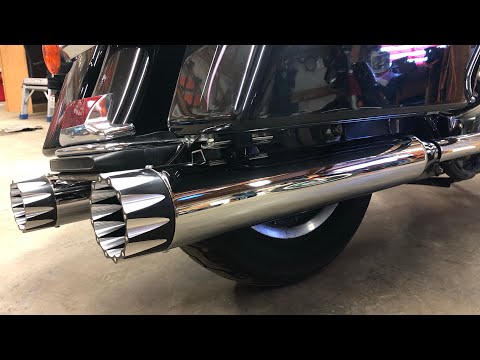 Shark Road 4" Slip-On Mufflers Unboxing, Installation and Review 4" Harley Touring Dresser Glide